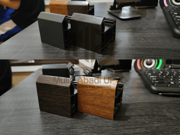 UPVC Warna Serat Kayu - Dark Oak Golden Oak - UPVC Abu-abu Grey